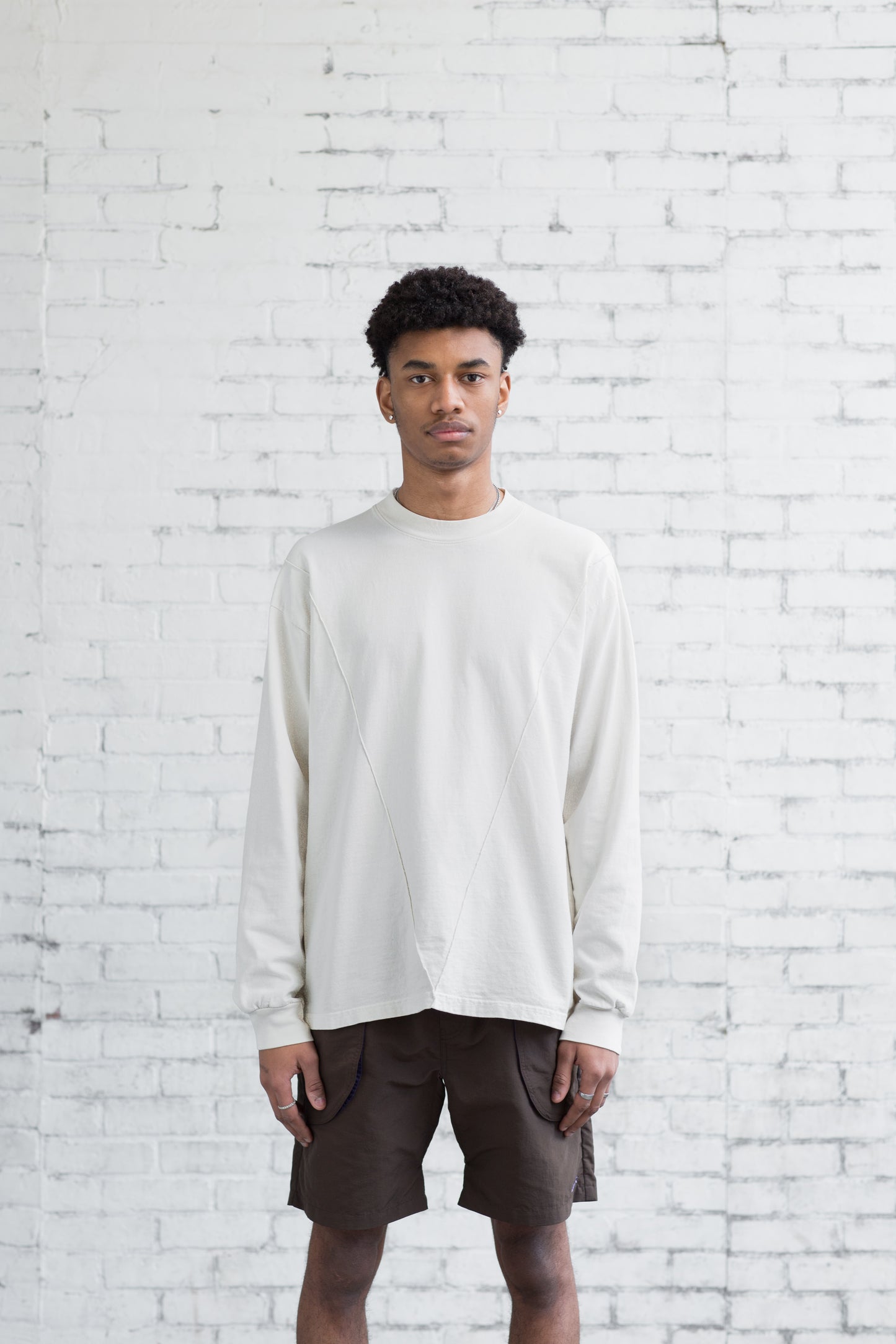 Seamed Long Sleeve T Shirt - Bone