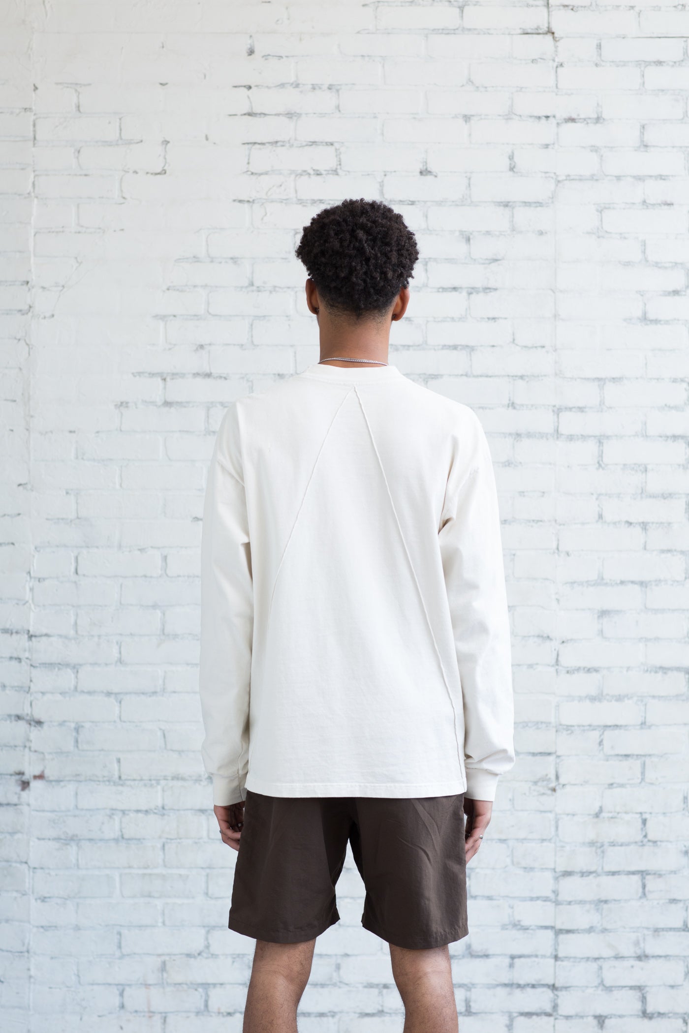 Seamed Long Sleeve T Shirt - Bone